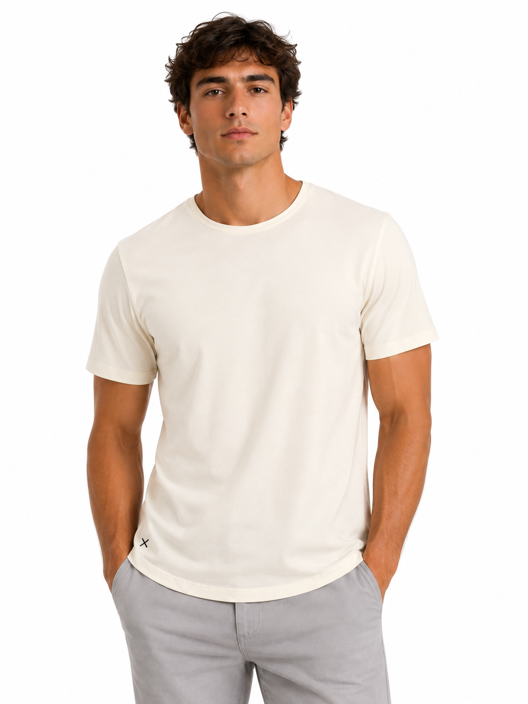 CUTS | AO Curve-Hem Tee Ivory | Beige