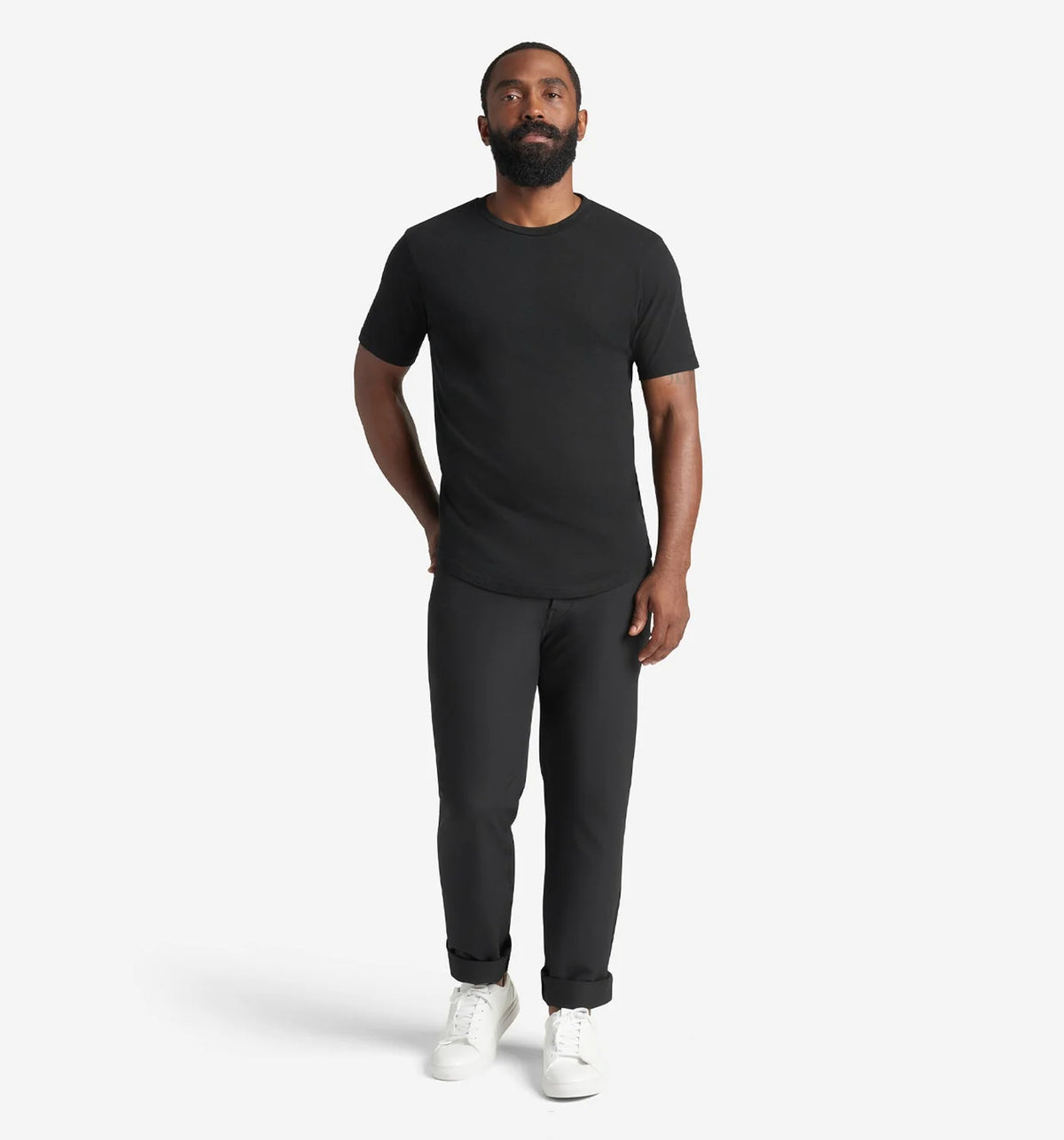 Goodlife Slub Scallop Crew in Black