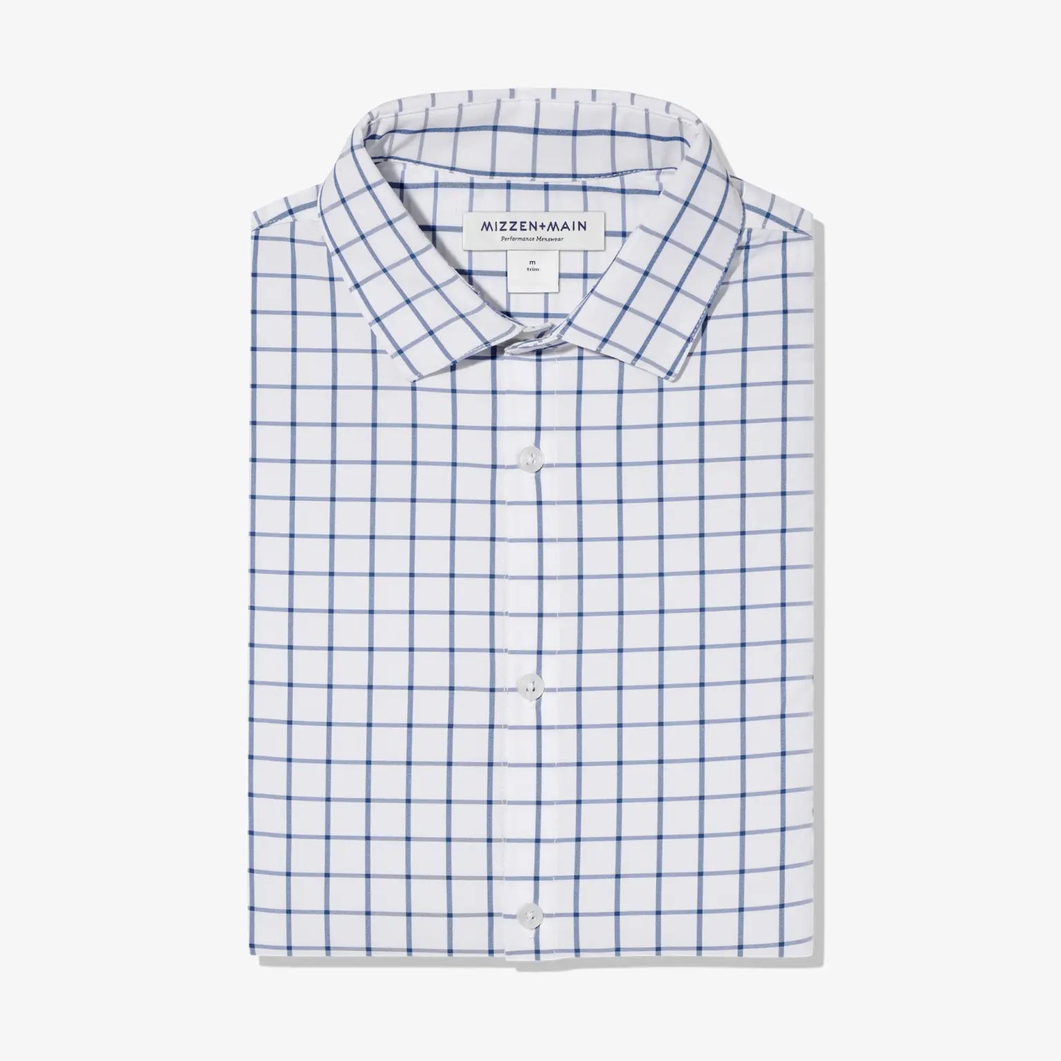 White Navy Windowpane Dress Shirt