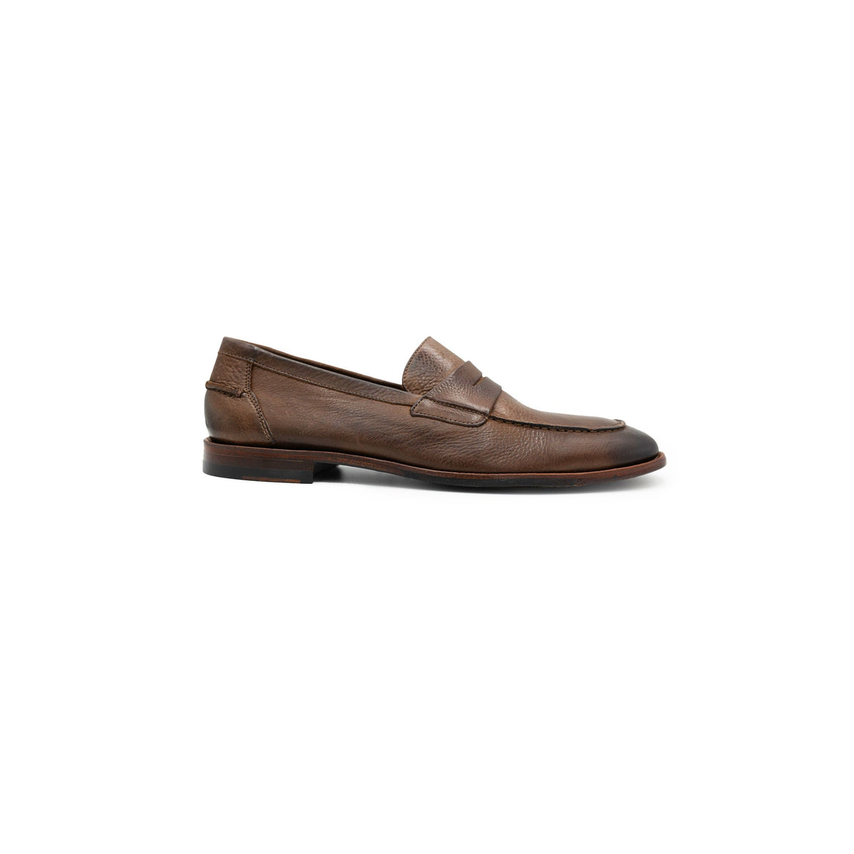 Collars & Co. Naples Penny Loafers in Brown Leather, side