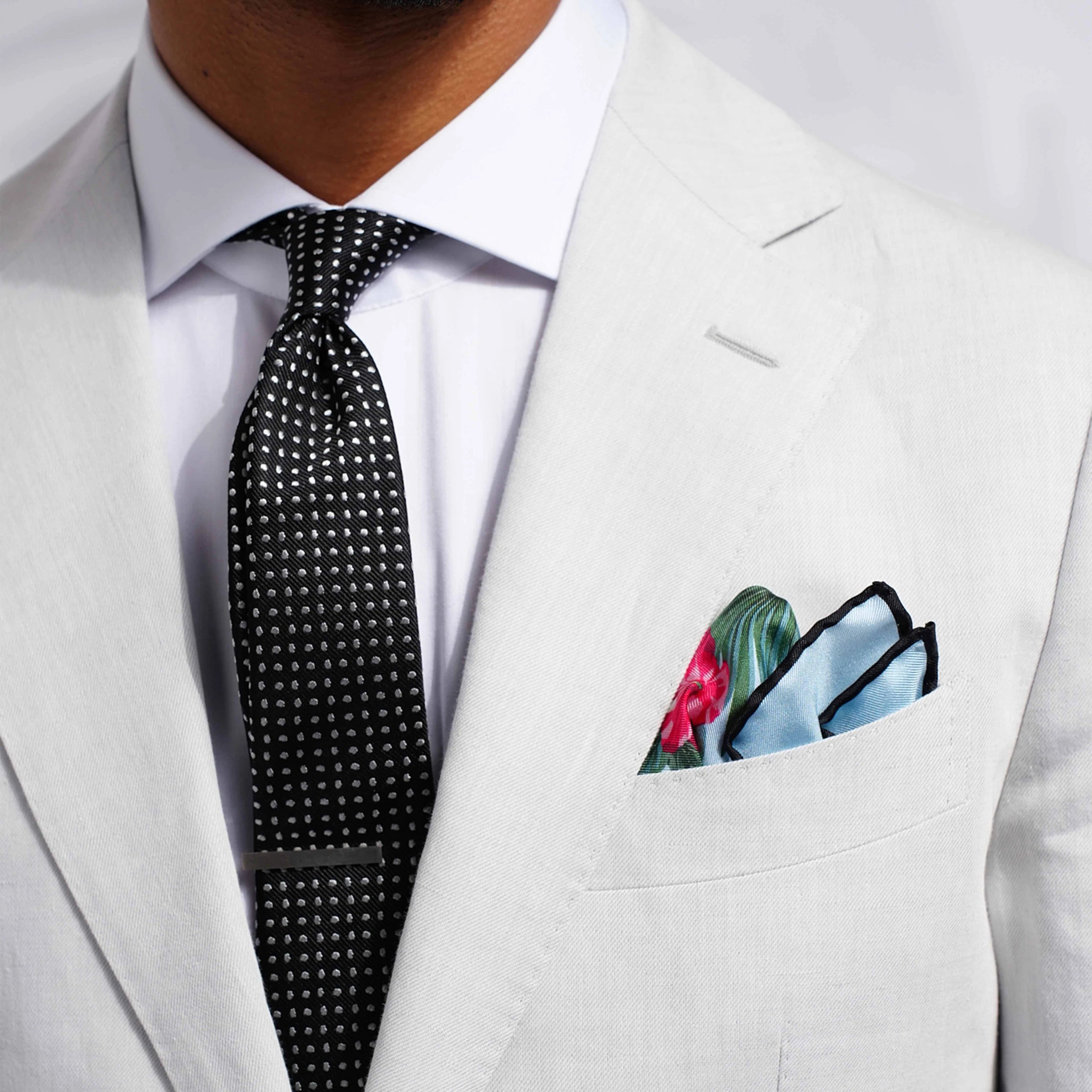 Shotgun Wedding Hibiscus Hideout Light Blue Pocket Square