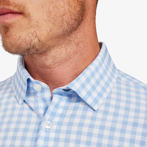 Leeward Light Blue Gingham Dress Shirt