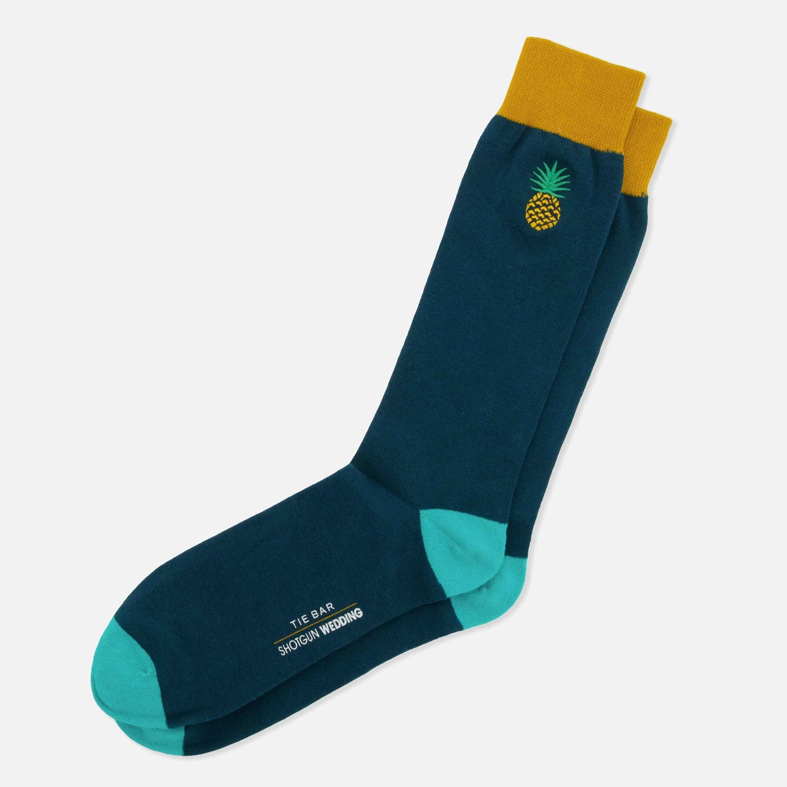 Shotgun Wedding Pineapple Dark Teal Dress Socks